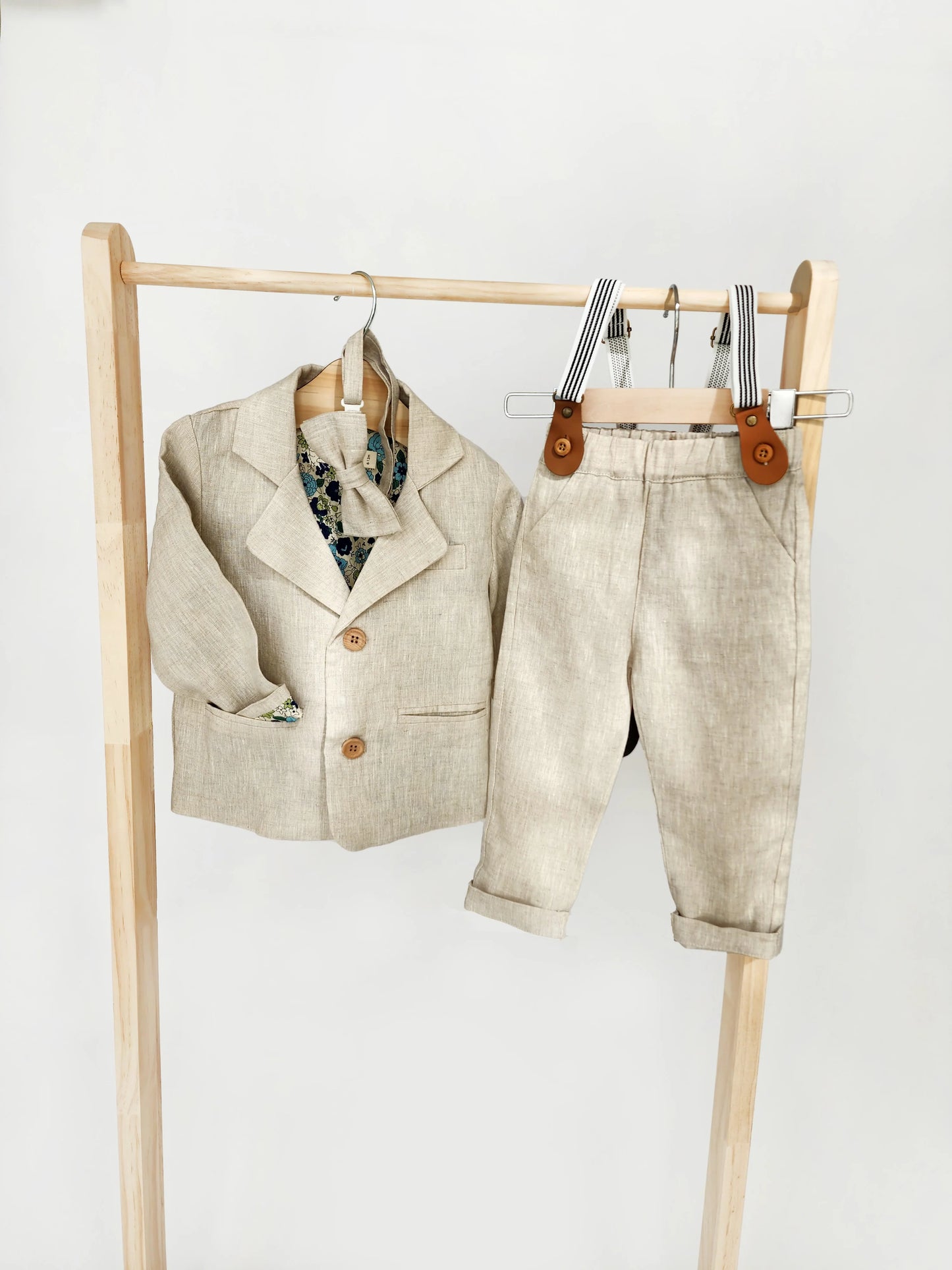 Boys Linen Dress Pants with Suspenders