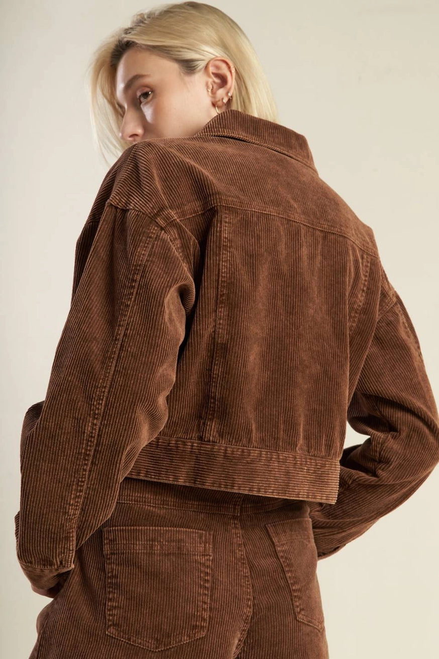 Brown Cropped Corduroy Jacket