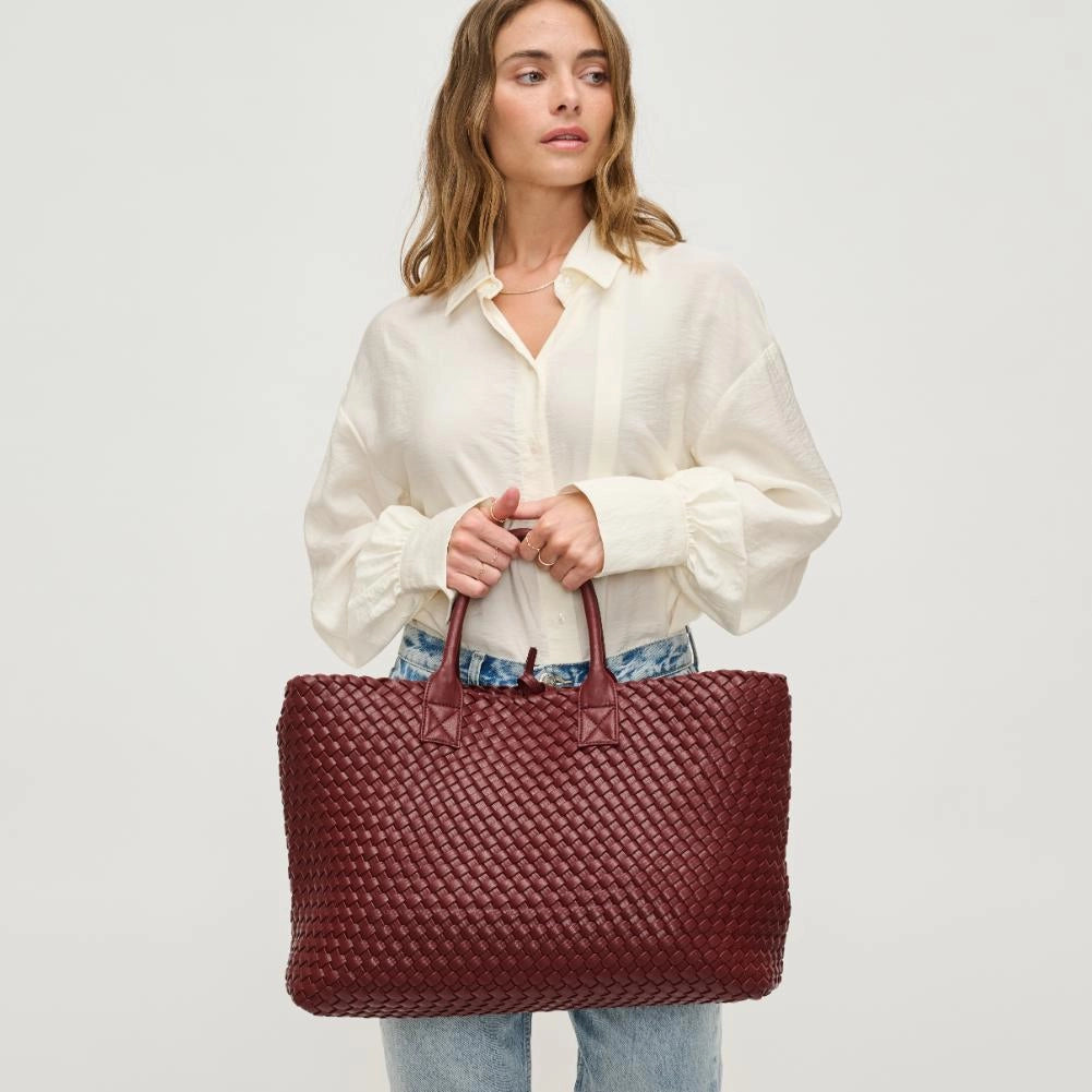 Ox Blood Woven Tote Bag