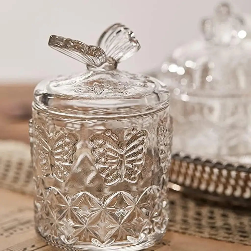 Delicate Butterfly Glass Storage Jar with Lid