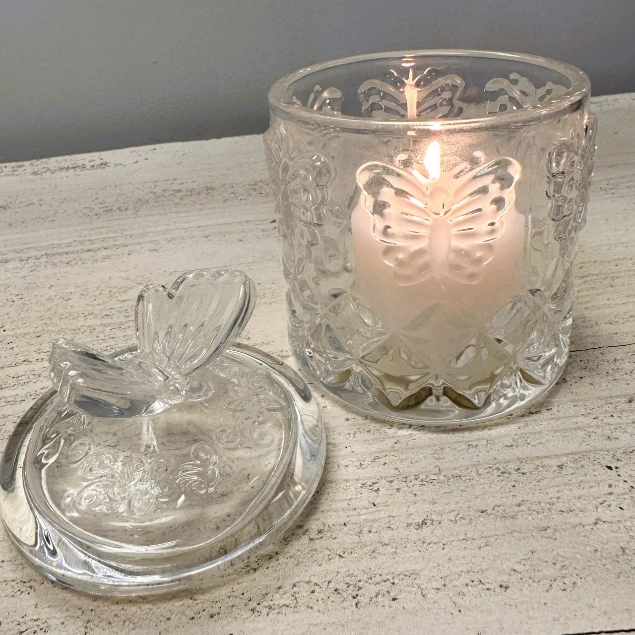 Delicate Butterfly Glass Storage Jar with Lid