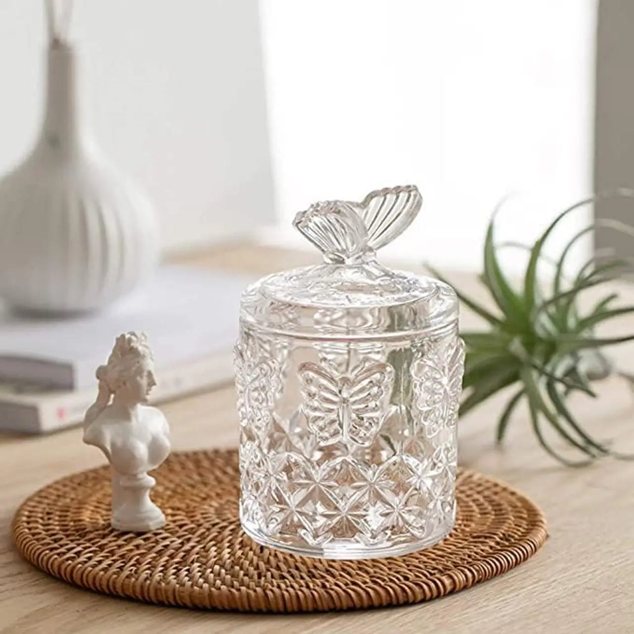 Delicate Butterfly Glass Storage Jar with Lid