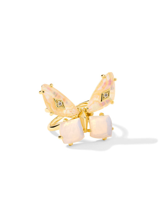 Kendra Scott Buttefly Ring Gold Iridescent White Mix