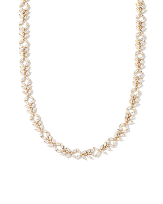 Kendra Scott Rosalie Tennis Necklace in Gold White Crystal