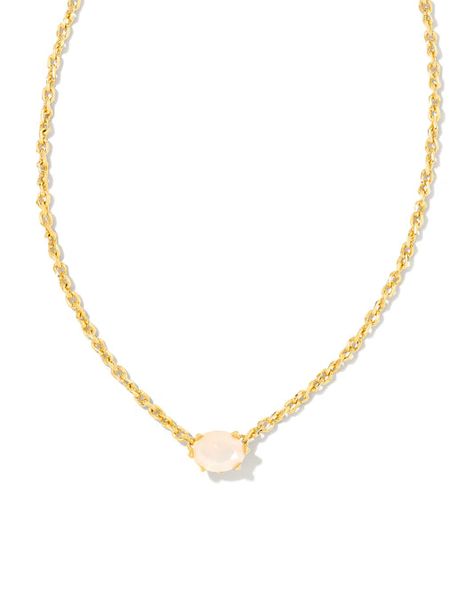 Kendra Scott Cailin Gold Pendant Necklace in White Iridescent Crystal