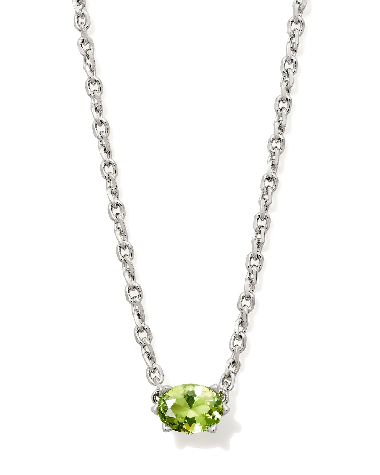 Kendra Scott Cailin Crystal Pendant Necklace Silver Green Peridot Crystal