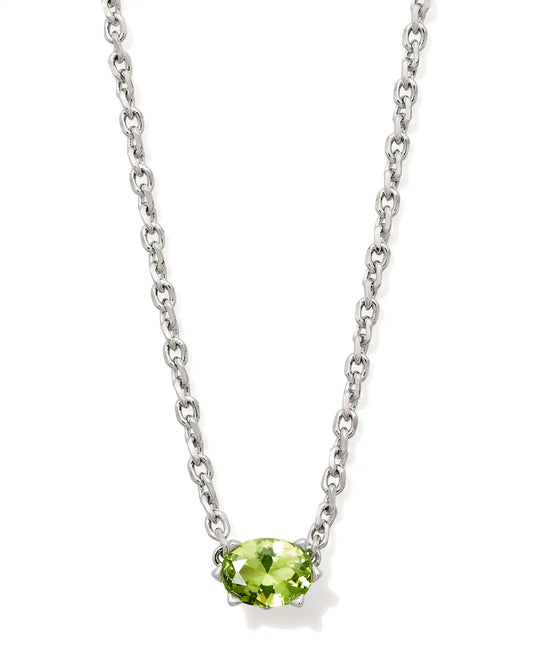 Kendra Scott Cailin Crystal Pendant Necklace Silver Green Peridot Crystal