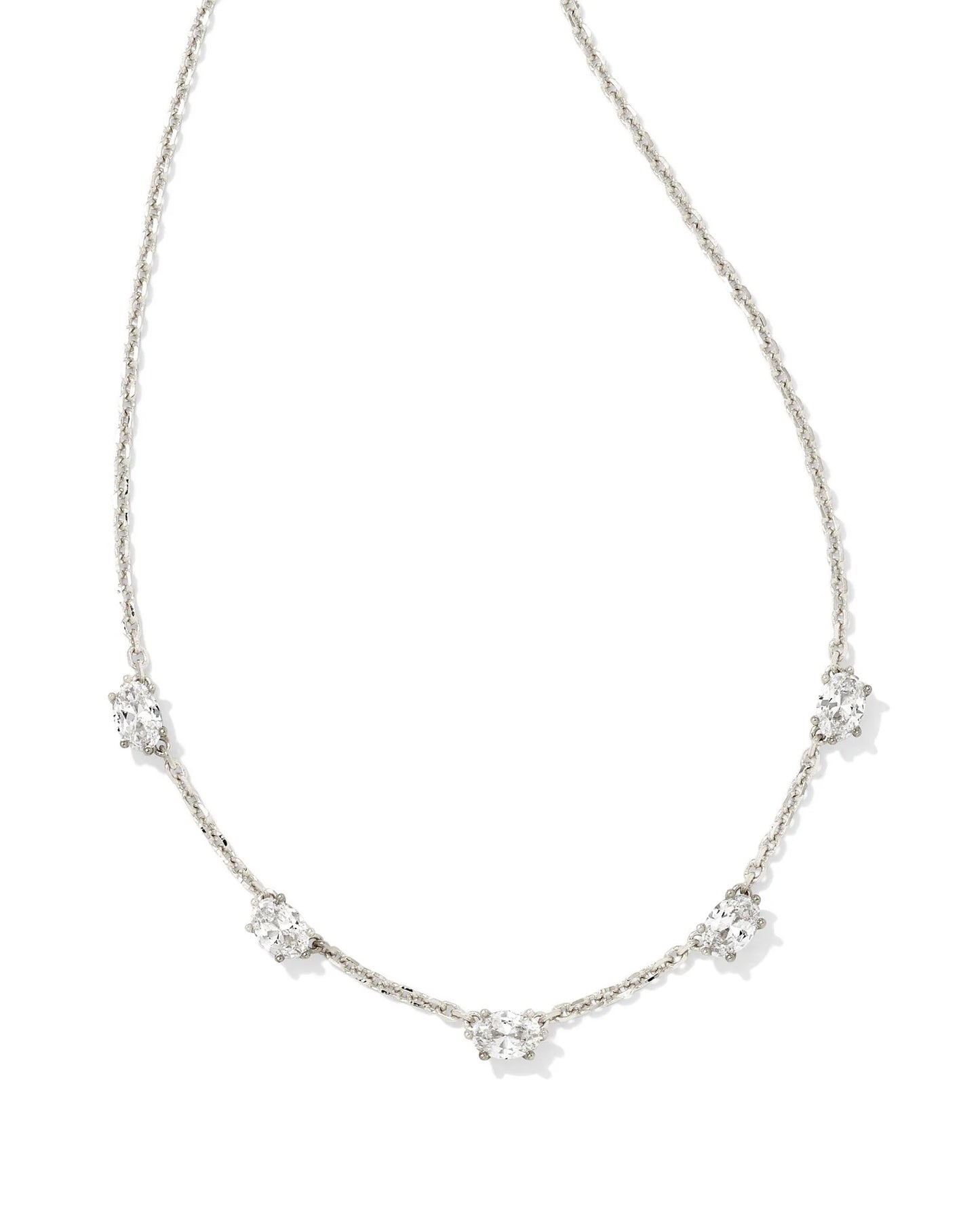 Kendra Scott Cailin Silver Crystal Strand Necklace in White Crystal