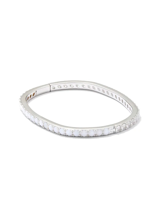 Kendra Scott Chandler Silver Bangle Bracelet in White Opalite Mix