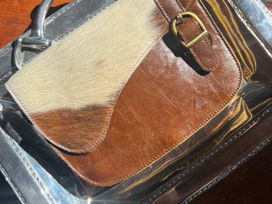 English Saddle Cowhide Crossbody Purse