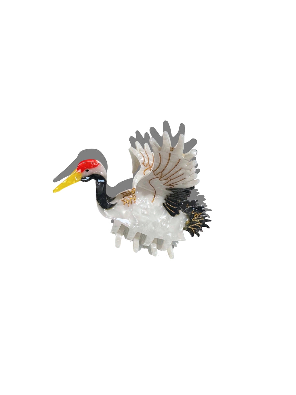 Hand-Painted Crane Bird Claw Hair Clip