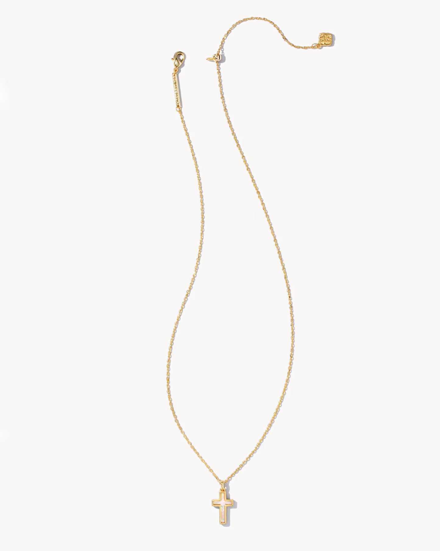 Kendra Scott Cross Gold Pendant Necklace in White Opal