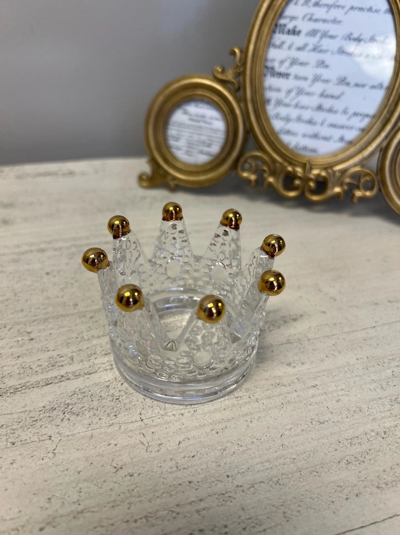 Crown Glass Jewelry Holder