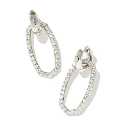 Kendra Scott Danielle Silver Convertible Link Earrings In White Crystal