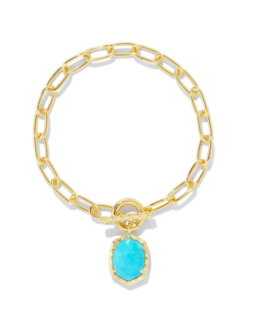 Kendra Scott Daphne Gold Link and Chain Bracelet in Variegated Turquois