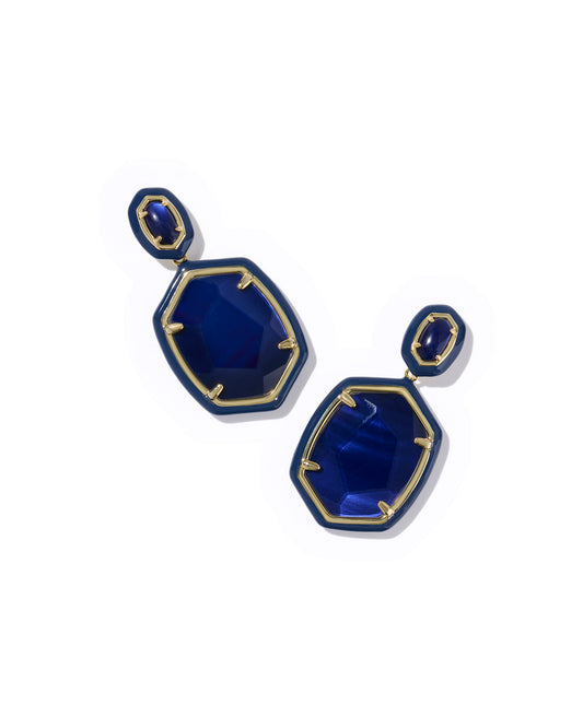 Kendra Scott Daphne Enamel Frame Drop Earring Navy Mother Of Pearl