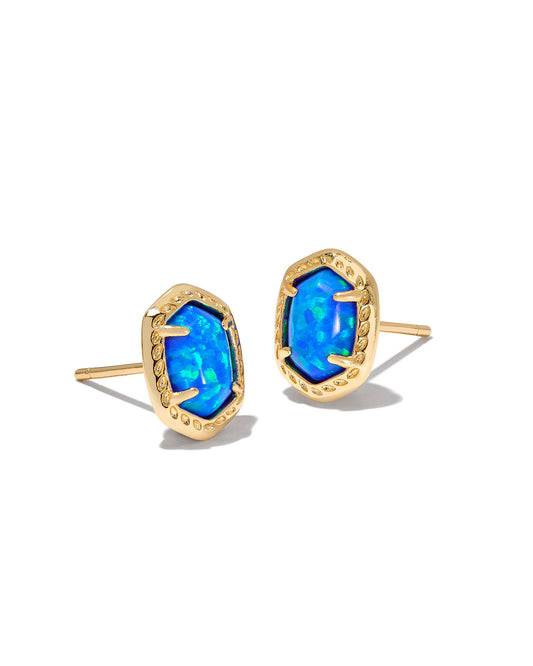Kendra Scott Daphne Frame Stud Earring Gold Bright Blue Kyocera Opal