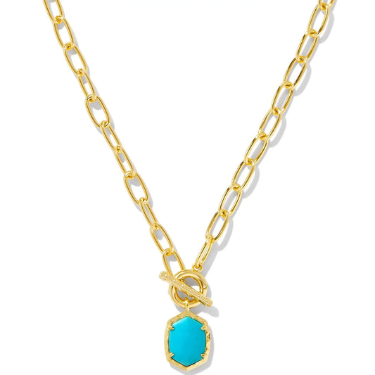 Kendra Scott Daphne Link And Chain Necklace Variegated Turquoise Magnesite