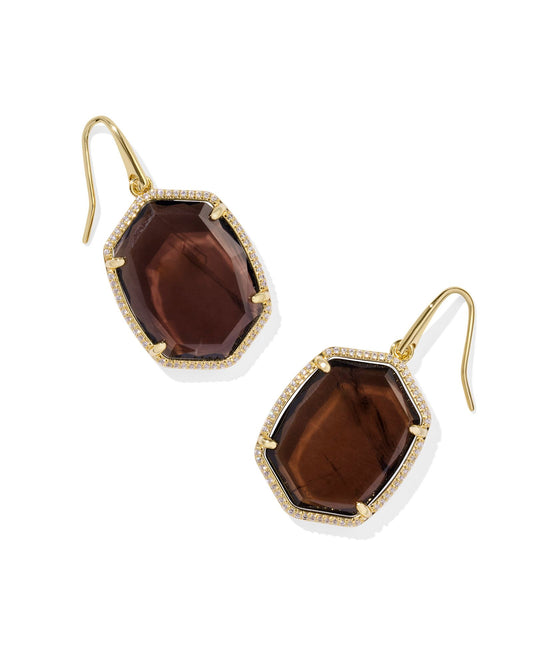 Kendra Scott Daphne Pave Frame Drop Earring in Smoky Quartz