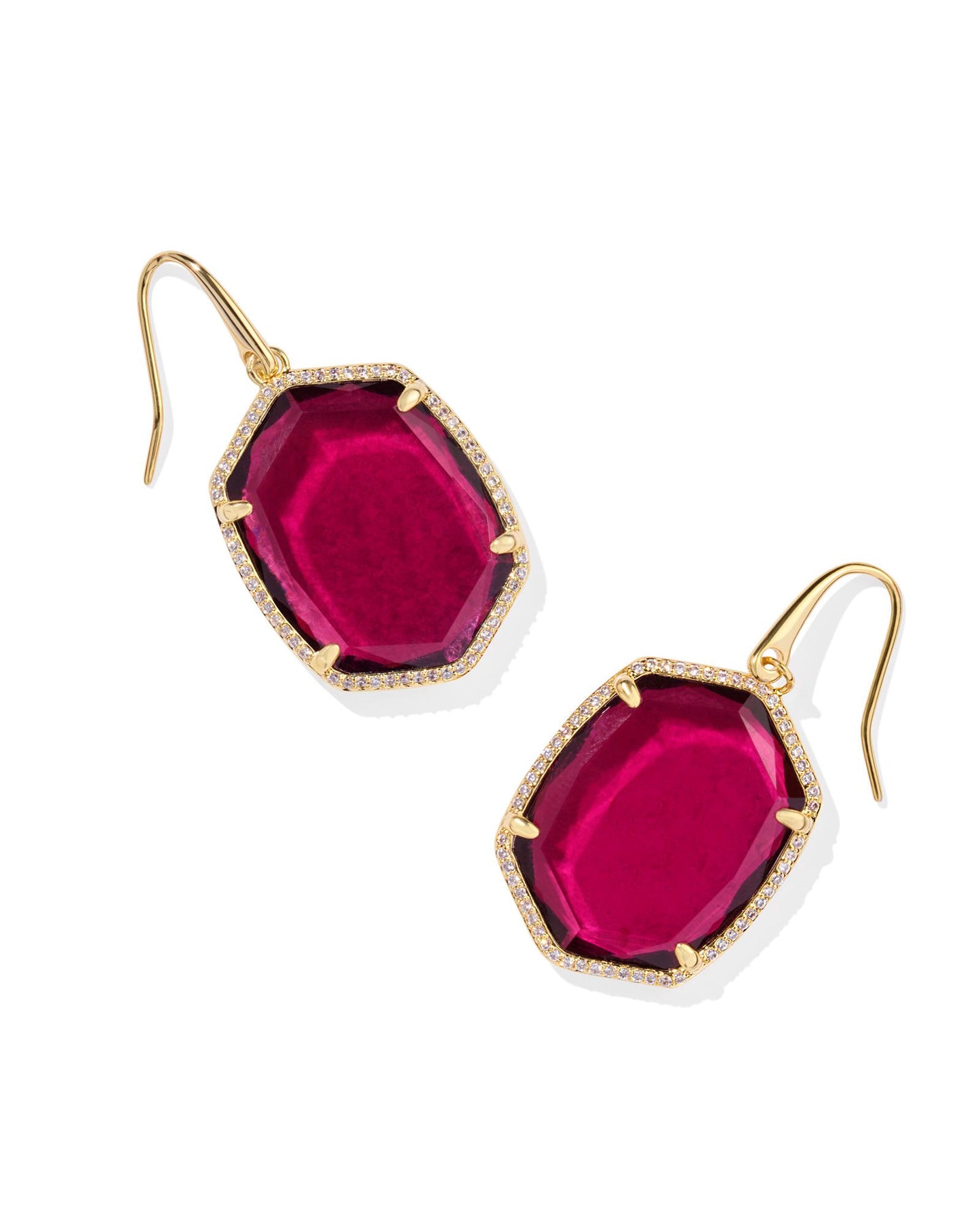 Kendra Scott Daphne Pave Frame Drop Earrings in Berry Mica