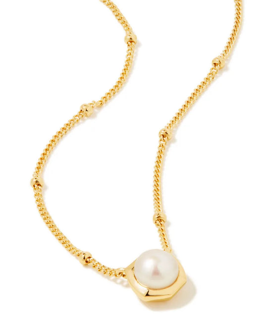 Kendra Scott Davie Pearl 18k Gold Vermeil Pendant Necklace in White Pearl