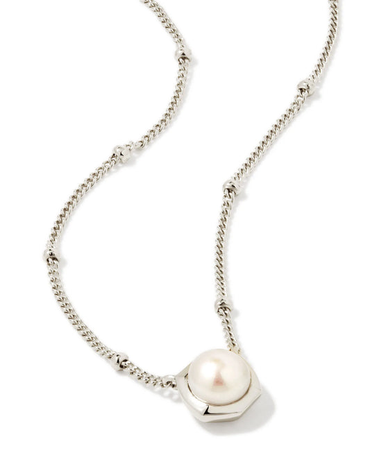 Kendra Scott Davie Pearl Sterling Silver Pendant Necklace in White Pearl