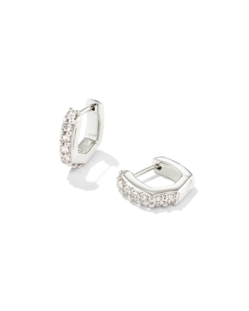 Kendra Scott Davie Sterling Silver Huggie Earrings in White Topaz