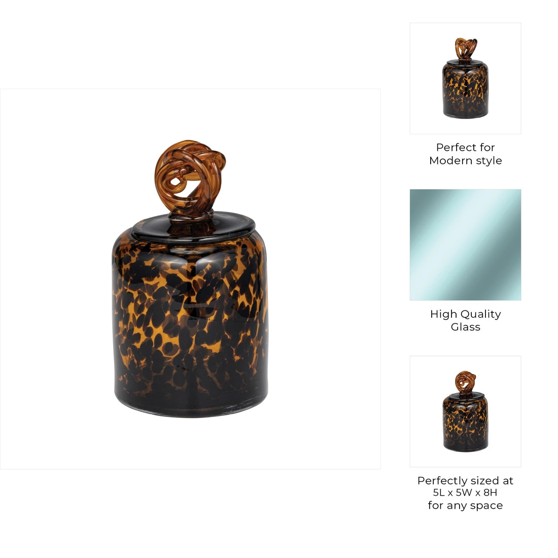 Orange Glass Knot Lid Decorative Jar