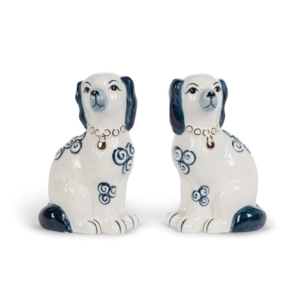 Navy Staffordshire Dog Statue
