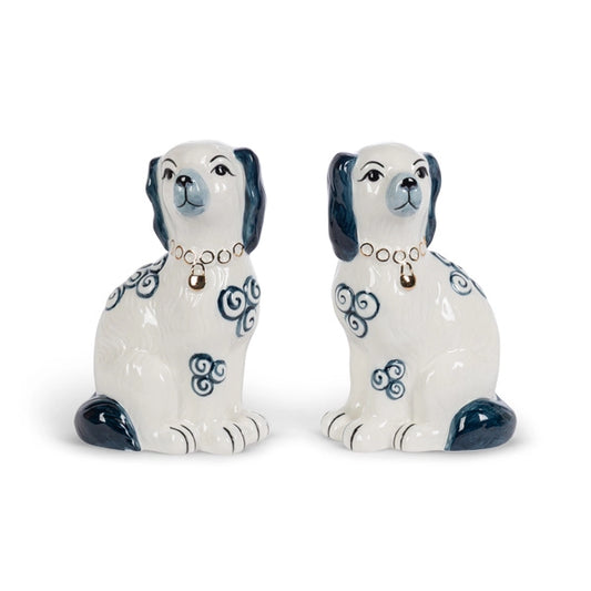 Navy Staffordshire Dog Statue