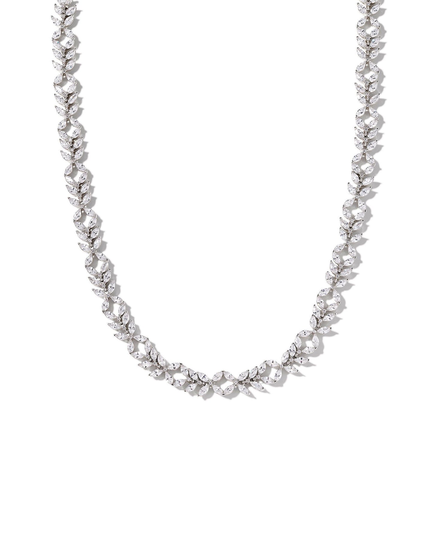 Kendra Scott Rosalie Tennis Necklace in Silver White Crystal