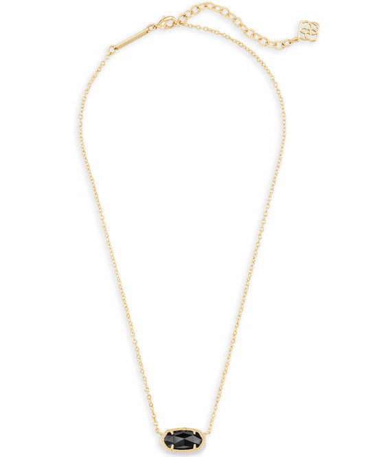 Kendra Scott Elisa Gold Pendant Necklace in Black Opaque Glass