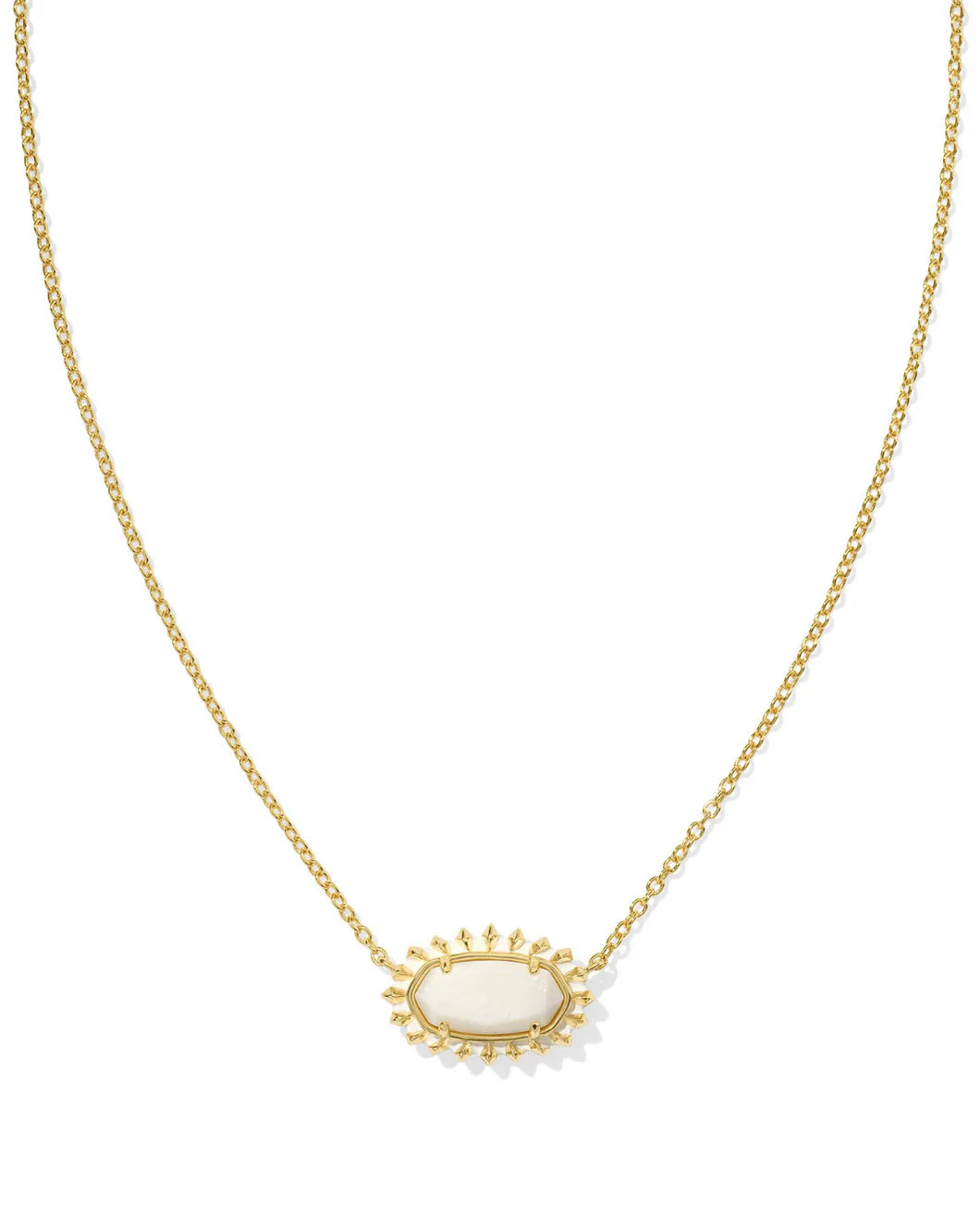 Kendra Scott Elisa Color Burst Frame Necklace Gold in White Mother-Of-Pearl