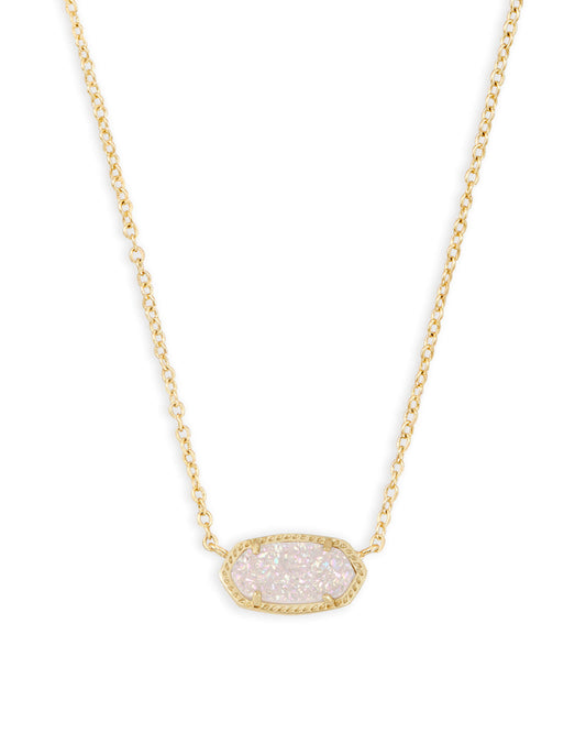Kendra Scott Elisa Short Pendant Necklace Gold Iridescent Drusy