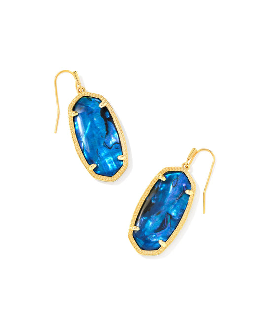 Kendra Scott Elle Drop Earring Gold NAvy Abalone