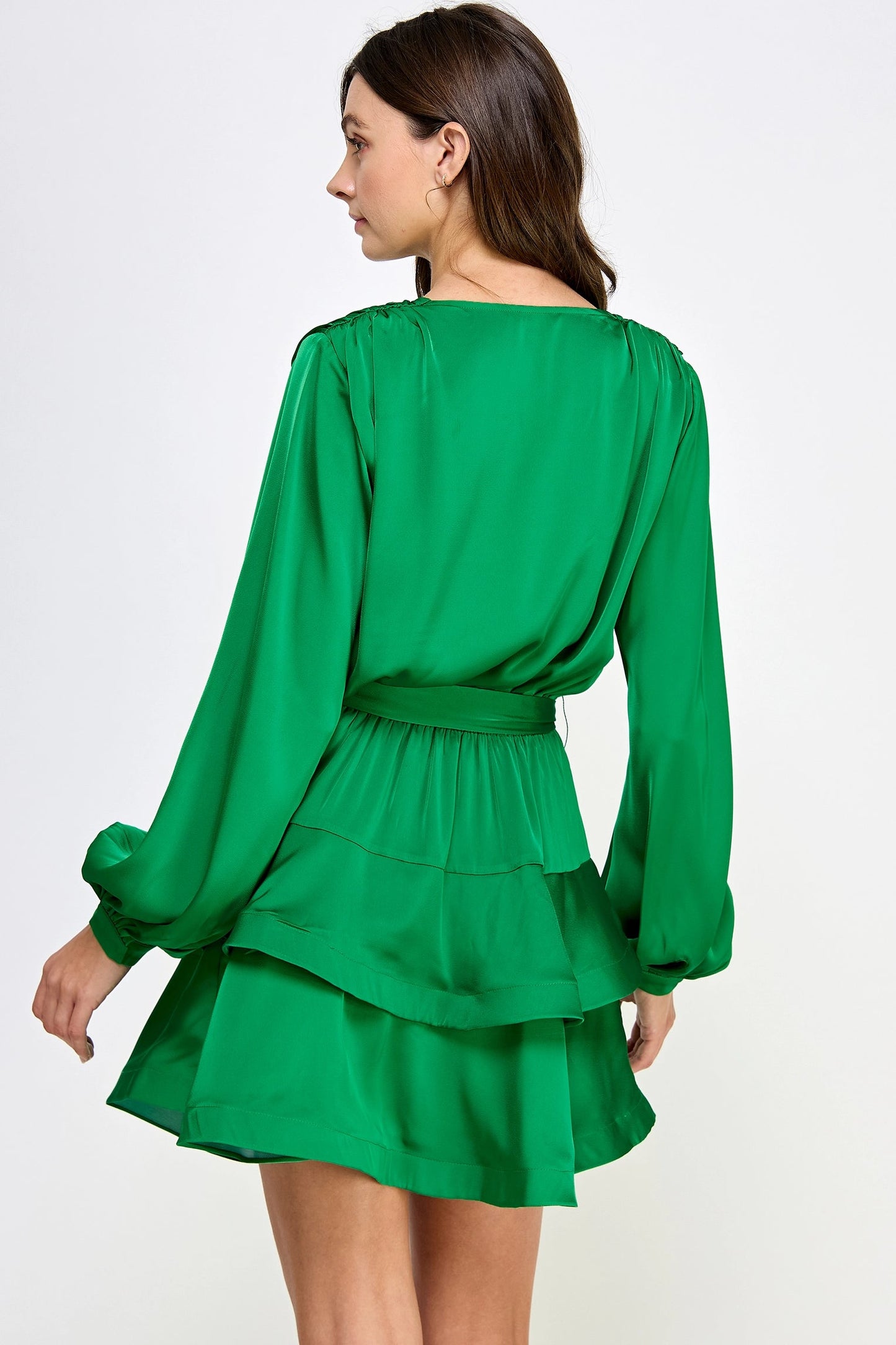 Emerald Satin Mini Dress