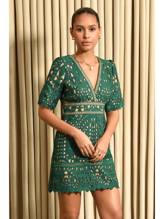 Emerald Short Sleeve Mini Dress