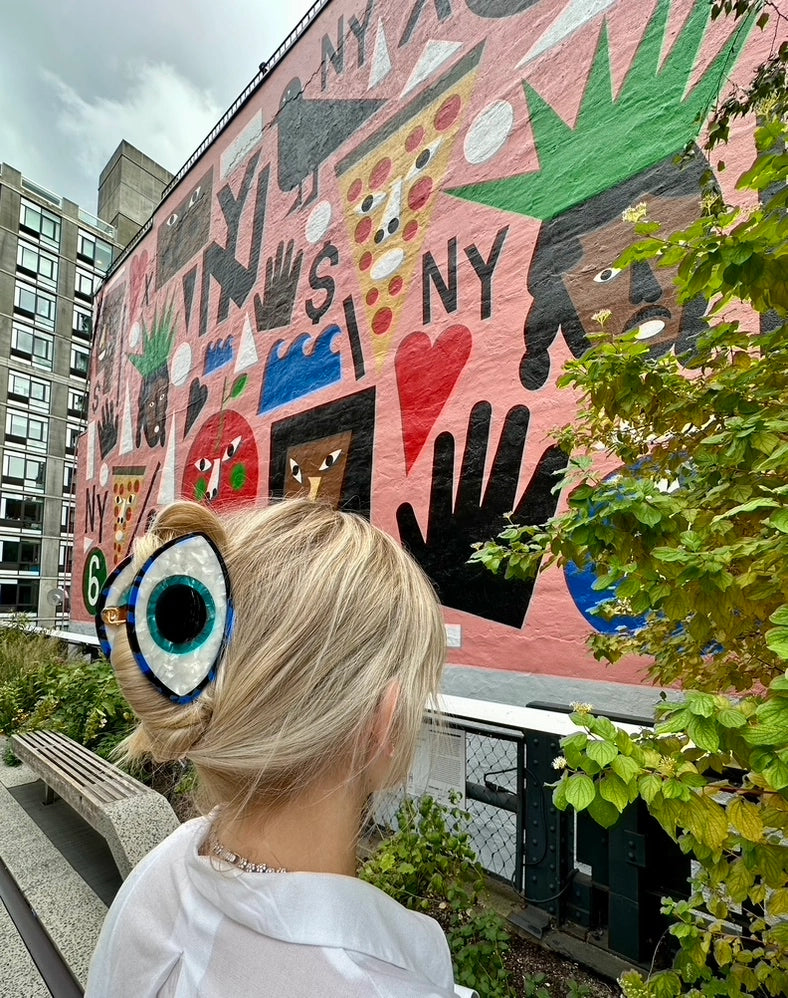 Hand-Painted Evil Eye Claw Hair Clip