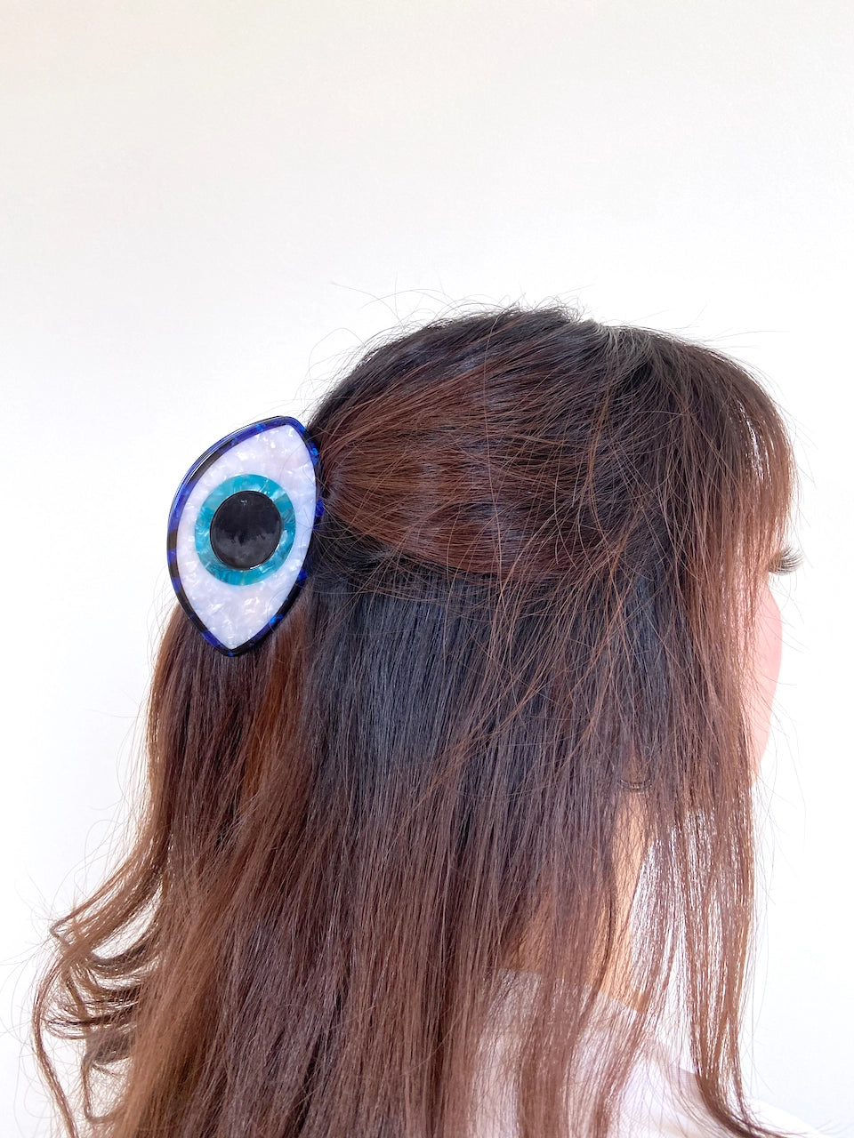 Hand-Painted Evil Eye Claw Hair Clip