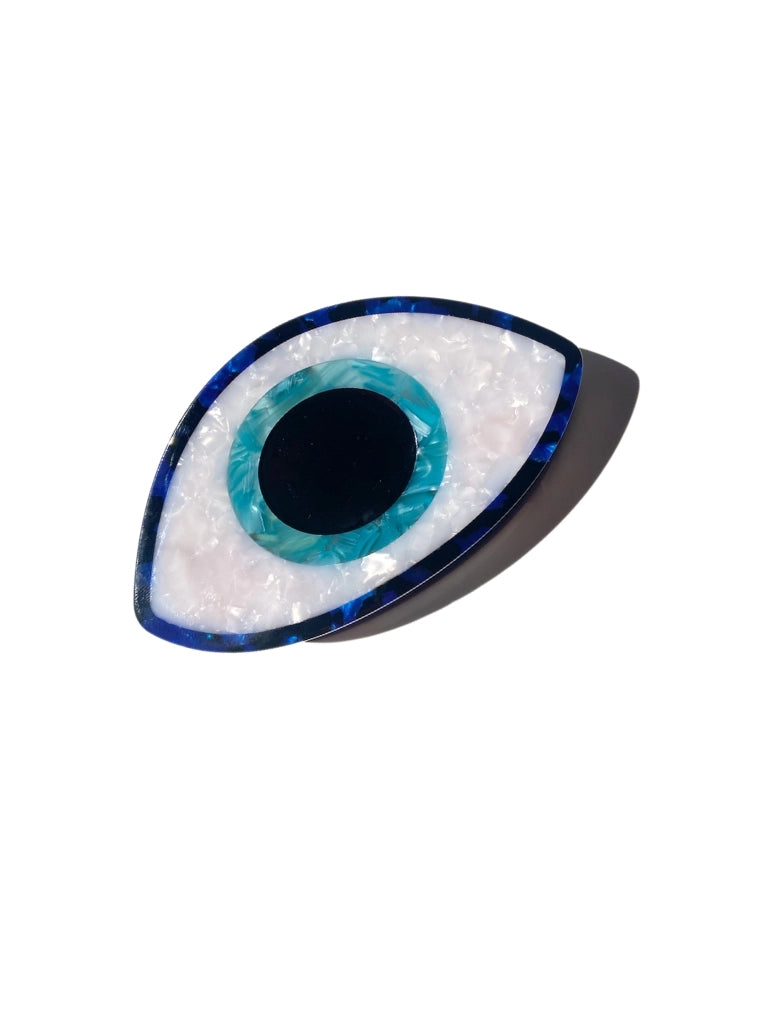 Hand-Painted Evil Eye Claw Hair Clip