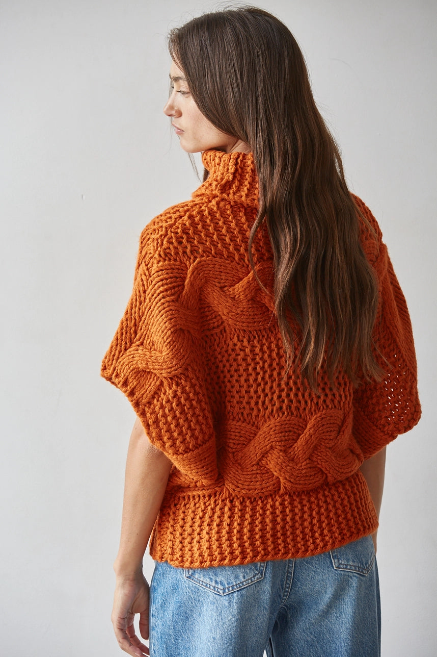 Burnt Orange Short Sleeve Turtle Neck