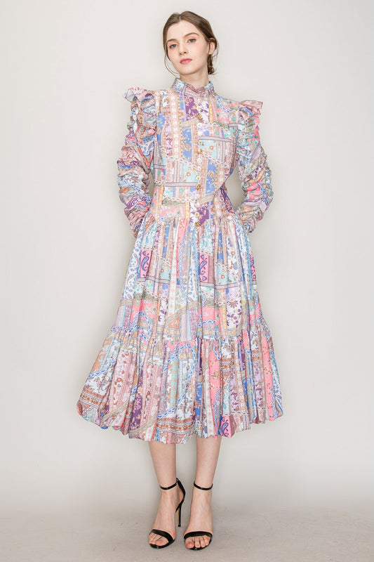 Pastel High Neck Party Dress