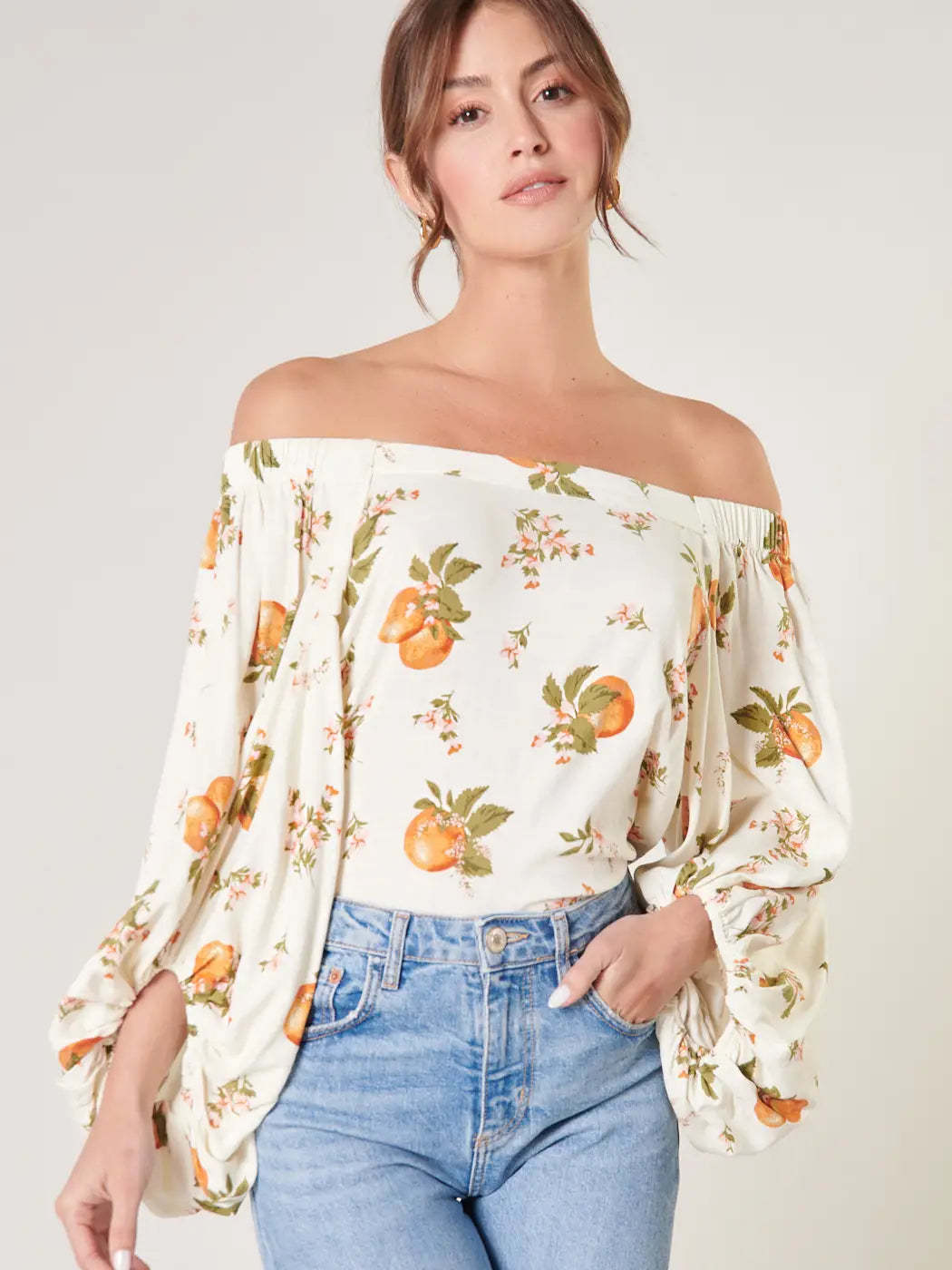 Arancia Floral Off the Shoulder Blouse