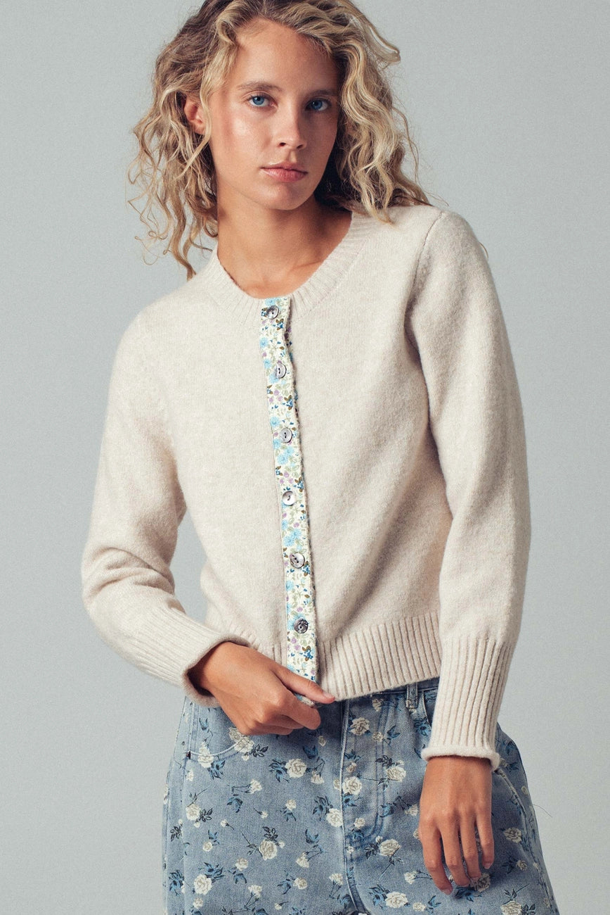 Floral Trim Cardigan