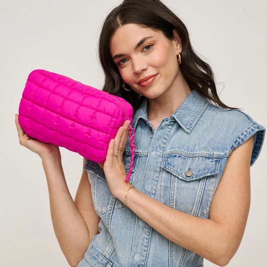 Fuchsia Quilted  Travel Pouch