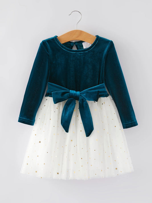 Girls Teal & Tulle Holiday Dress