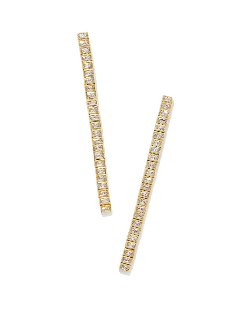 Kendra Scott Gracie Long Tennis Linear Earrings in Gold