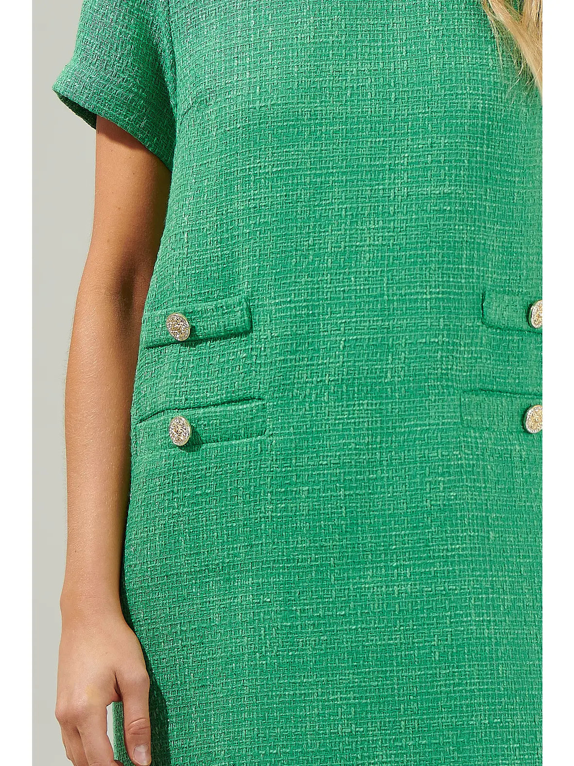 Green Tweed Mini Dress