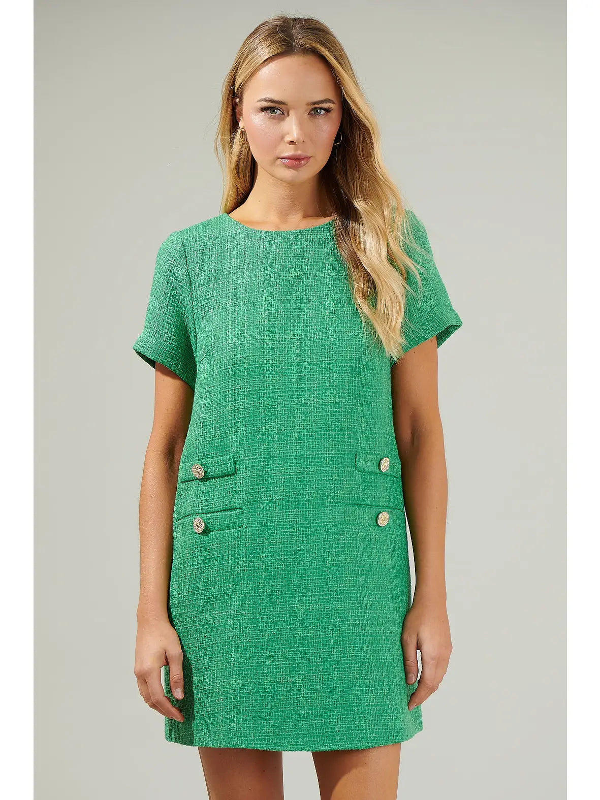 Green Tweed Mini Dress