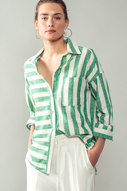 Green Oversized Button Down